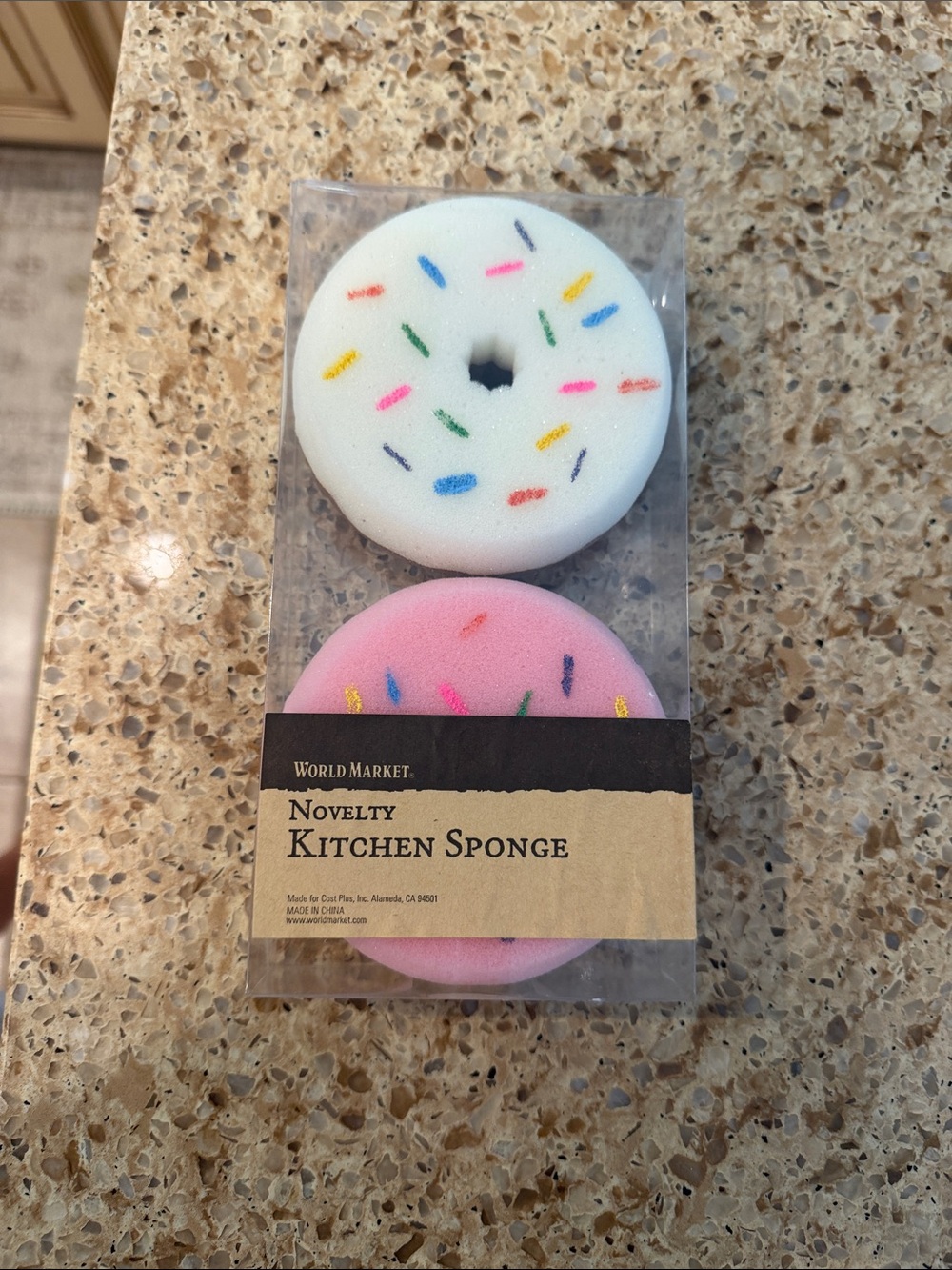 Cost Plus World Market White & Pink Donut Novelty Kitchen Sponges